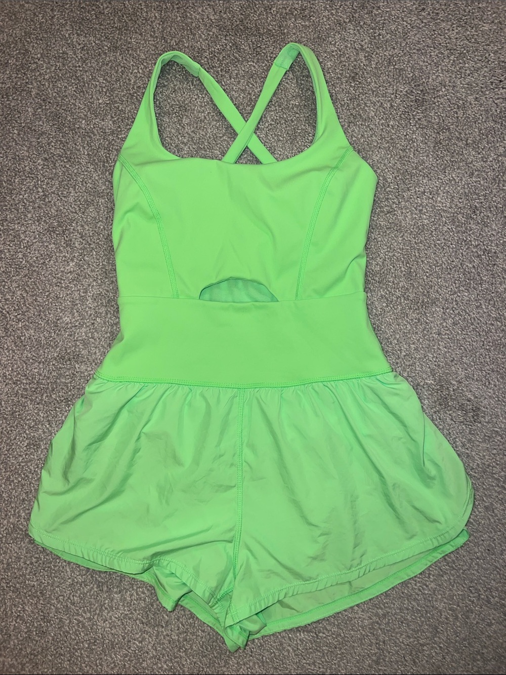 Free People FP Movement Righteous Runsie Romper 💚 Neon Lime XS
